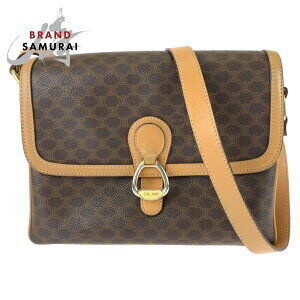 Celine Macadam Brown Leather Crossbody Shoulder Bag